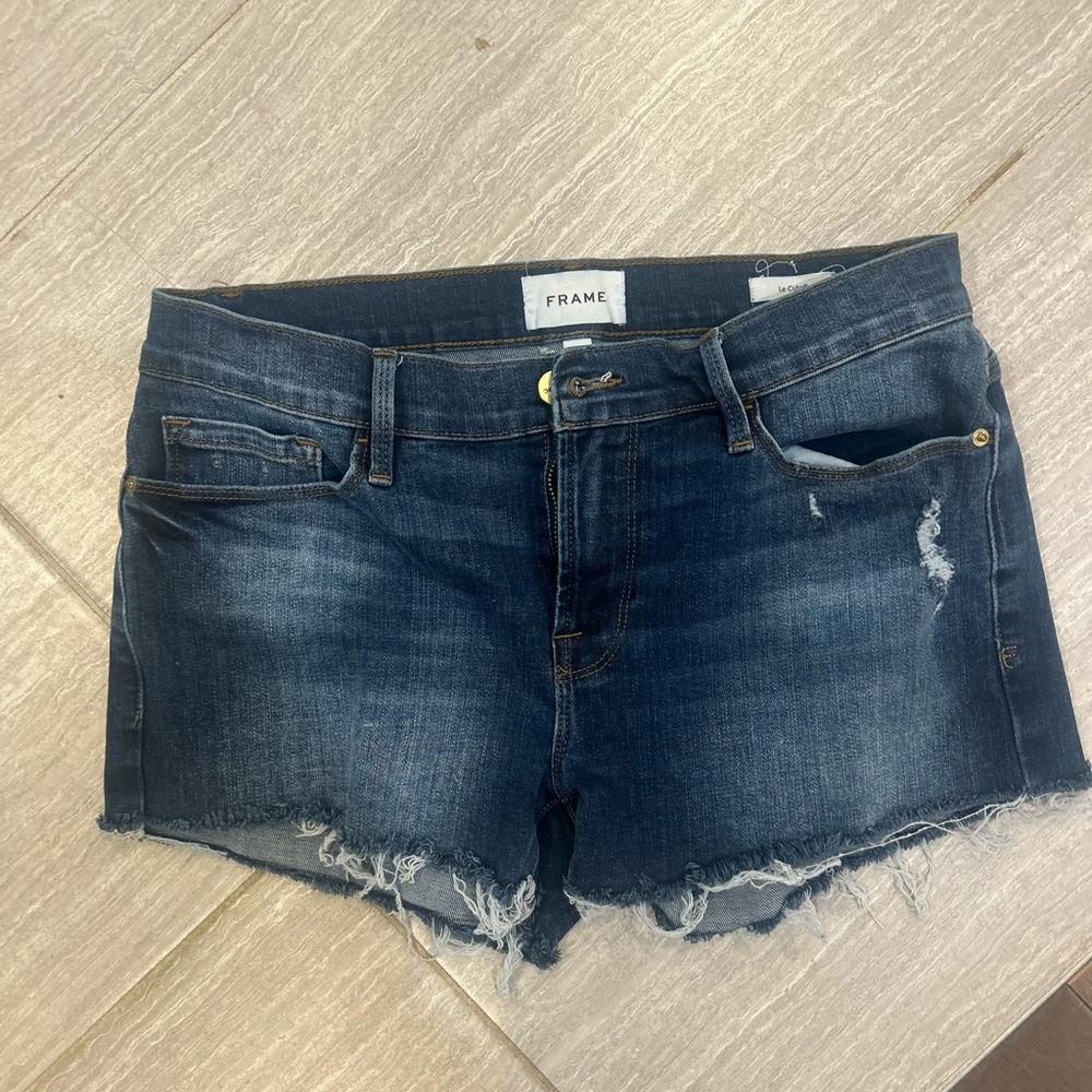 Frame Denim Distressed Blue Jean Shorts